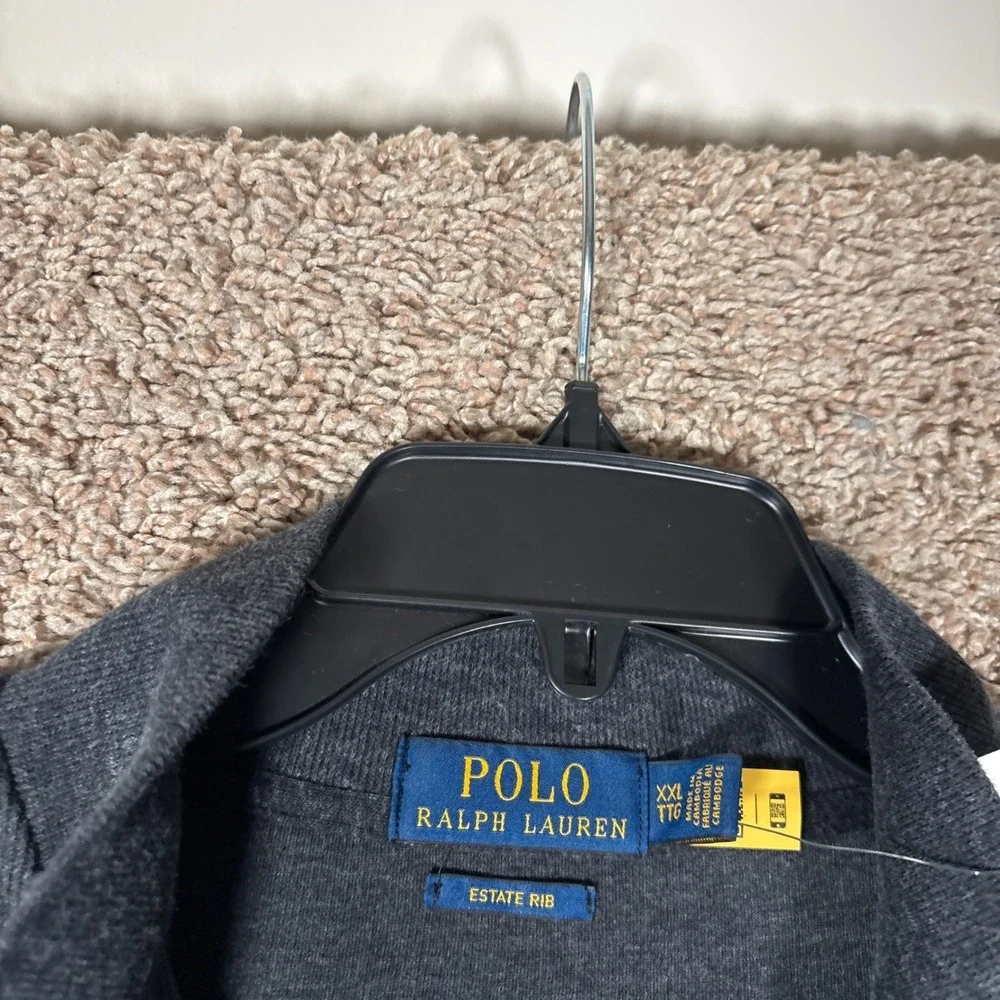Polo Ralph Lauren Mens Estate Rib Quarter Zip Pullover Charcoal Grey XXL NEW‎